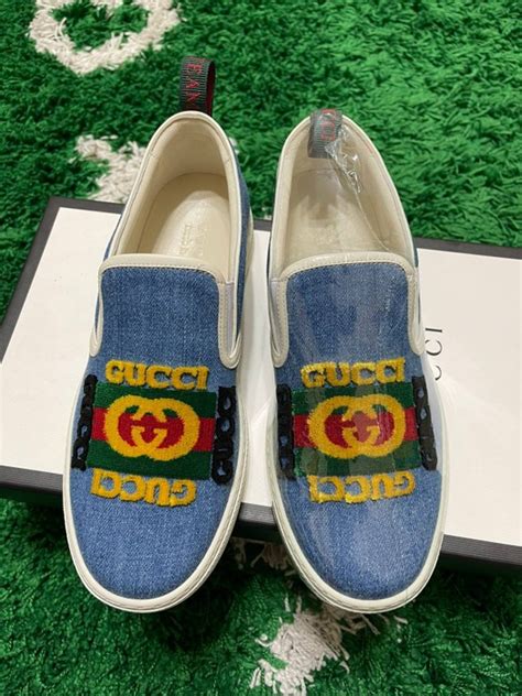 replica gucci slip ons|gucci denim slides.